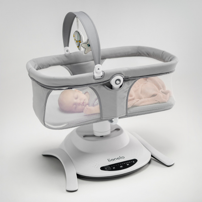 Lionelo - Set 2 in 1, Balansoar si landou Bella, Rotative 360, Ecran tactil si telecomanda, Electric, Scaun reglabil, 6 miscari unice, 5 viteze, Cu melodii, Gri [3]