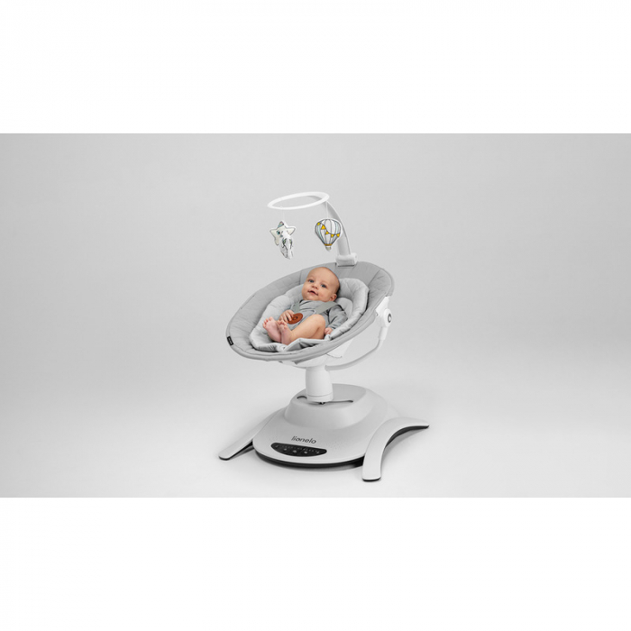 Lionelo - Set 2 in 1, Balansoar si landou Bella, Rotative 360, Ecran tactil si telecomanda, Electric, Scaun reglabil, 6 miscari unice, 5 viteze, Cu melodii, Gri [14]