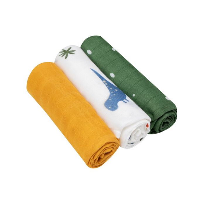 Lionelo - Set 3 scutece multifunctionale Dino, Din Bambus, 70x70 cm, Multicolor [4]