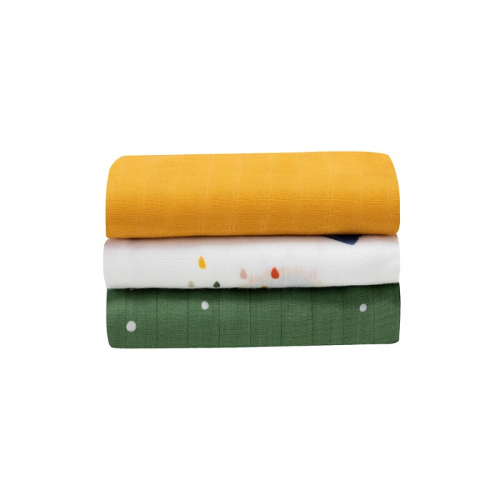 Lionelo - Set 3 scutece multifunctionale Dino, Din Bambus, 70x70 cm, Multicolor [5]