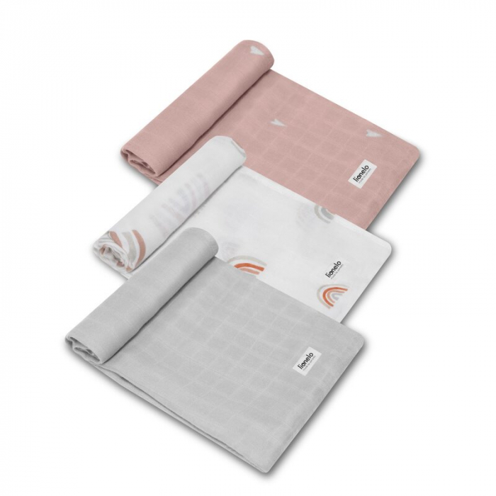 Lionelo - Set 3 scutece multifunctionale Rainbow, Din Bambus, 70x70 cm, Multicolor [1]