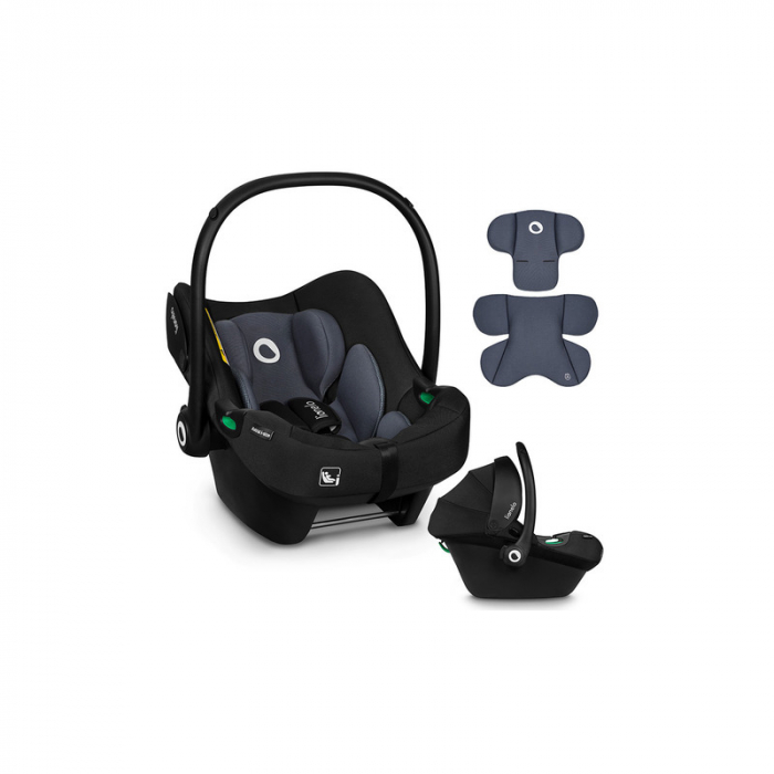 Lionelo - Soica auto i-Size Astrid, 0-13 Kg, 40-87 cm, Cu maner si capotina reglabile, Cu protectie laterala avansata, Salteluta confortabila , Conform cu standardul european de securitate R129, Negru [13]