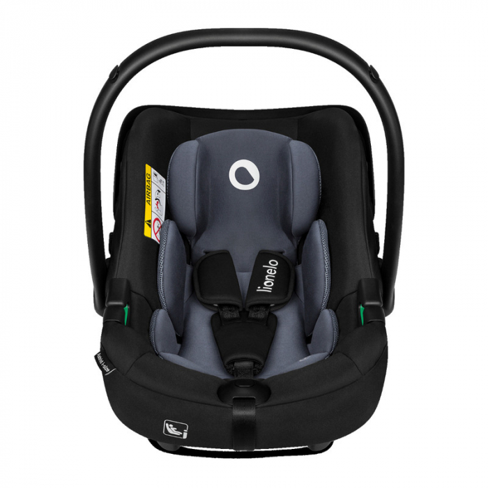 Lionelo - Soica auto i-Size Astrid, 0-13 Kg, 40-87 cm, Cu maner si capotina reglabile, Cu protectie laterala avansata, Salteluta confortabila , Conform cu standardul european de securitate R129, Negru [4]