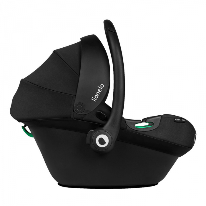 Lionelo - Soica auto i-Size Astrid, 0-13 Kg, 40-87 cm, Cu maner si capotina reglabile, Cu protectie laterala avansata, Salteluta confortabila , Conform cu standardul european de securitate R129, Negru [5]