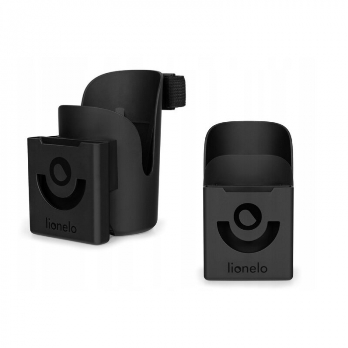 Lionelo - Suport universal pentru biberon/pahar si telefon Ove, Cu sistem de rotire 360, Negru [2]