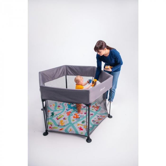 Lionelo - Tarc de joaca Roel, Pliere ultra-compacta, Conform cu standardul europeane de securitate EN12227, Multicolor [23]