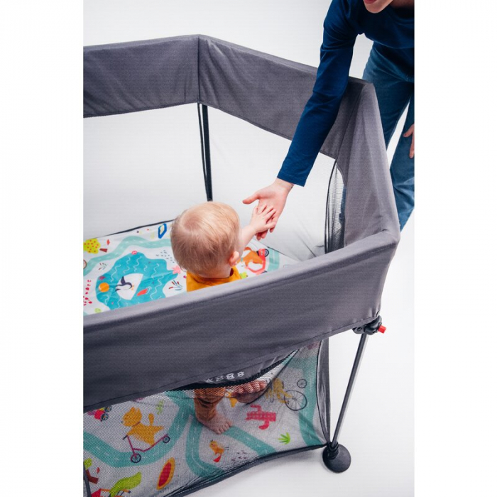 Lionelo - Tarc de joaca Roel, Pliere ultra-compacta, Conform cu standardul europeane de securitate EN12227, Multicolor [28]