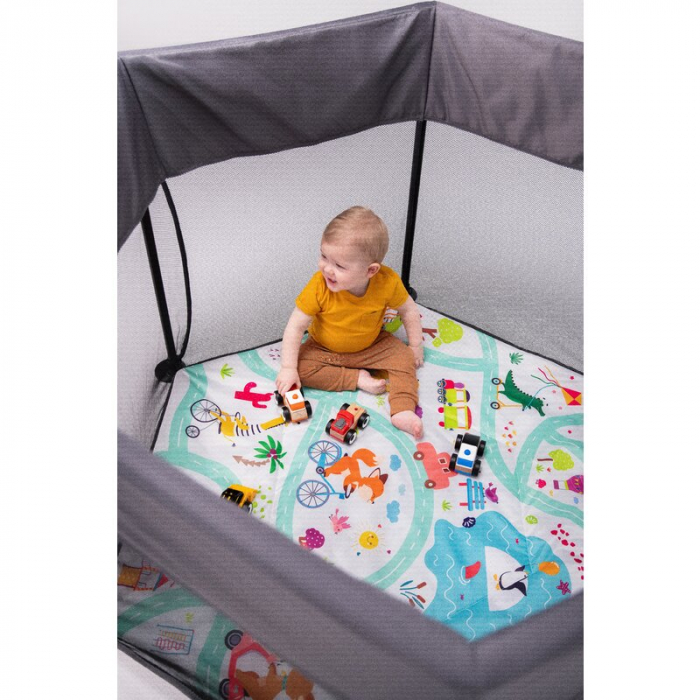 Lionelo - Tarc de joaca Roel, Pliere ultra-compacta, Conform cu standardul europeane de securitate EN12227, Multicolor [25]