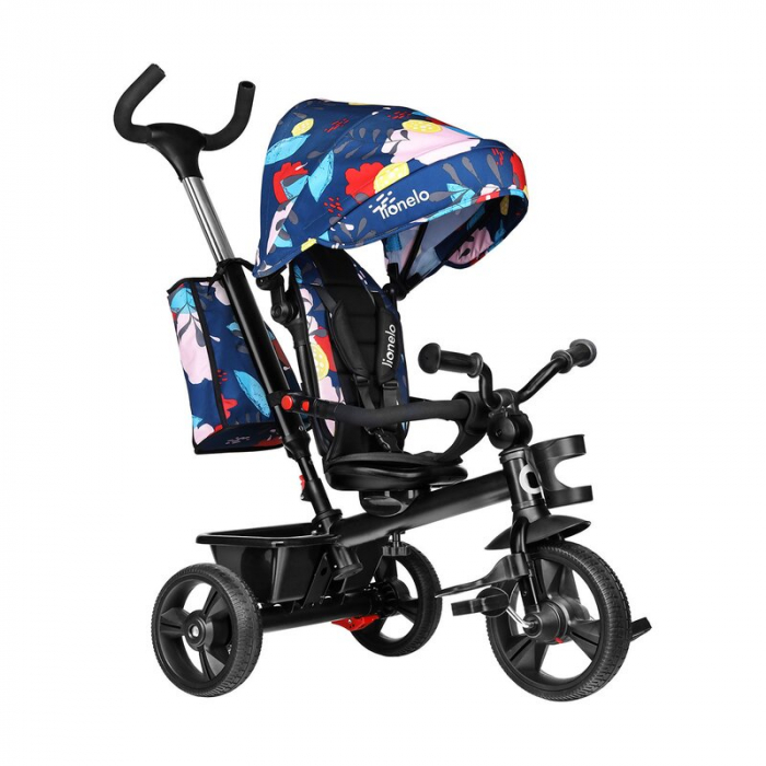 Lionelo - Tricicleta Haari Blue Navy Suport picioare, Control al directiei, Scaun reversibil, Rotire 360 grade, Pliabila, Conform cu standardul european de securitate EN71, Multicolor [3]