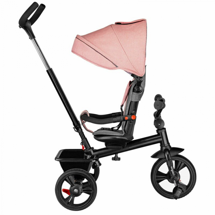 Lionelo - Tricicleta Haari, Suport picioare, Control al directiei, Scaun reversibil, Rotire 360 grade, Pliabila, Conform cu standardul european de securitate EN71, Bubblegum [6]