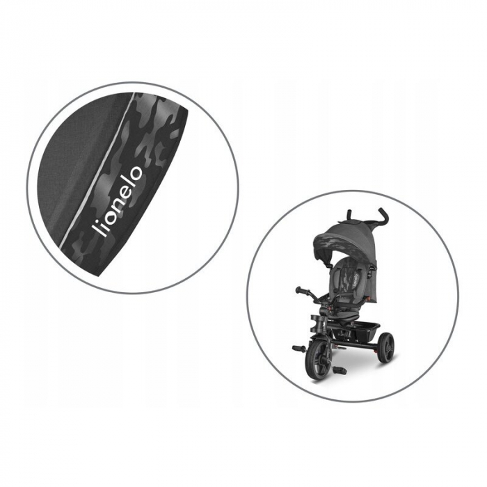 Lionelo - Tricicleta Haari, Suport picioare, Control al directiei, Scaun reversibil, Rotire 360 grade, Pliabila, Conform cu standardul european de securitate EN71, Gri [27]