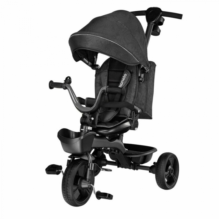 Lionelo - Tricicleta Kori, Cu suport de picioare, Control al directiei, Scaun reversibil, Rotire 360 grade, Pliabila, Conform cu standardul european de securitate EN71, Grey Stone [1]