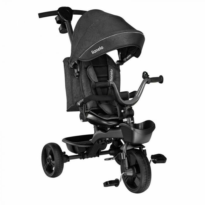 Lionelo - Tricicleta Kori, Cu suport de picioare, Control al directiei, Scaun reversibil, Rotire 360 grade, Pliabila, Conform cu standardul european de securitate EN71, Grey Stone [5]