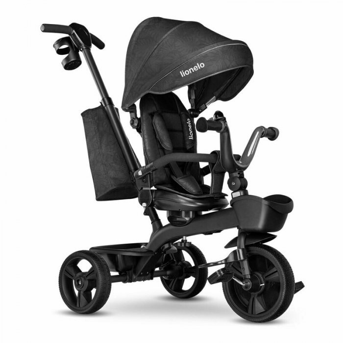 Lionelo - Tricicleta Kori, Cu suport de picioare, Control al directiei, Scaun reversibil, Rotire 360 grade, Pliabila, Conform cu standardul european de securitate EN71, Grey Stone [6]