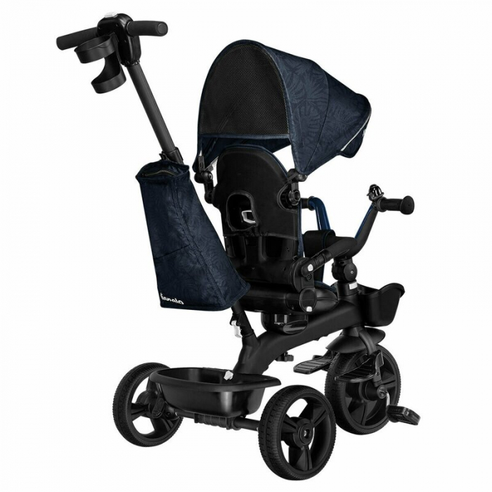 Lionelo - Tricicleta Kori, Cu suport de picioare, Control al directiei, Scaun reversibil, Rotire 360 grade, Pliabila, Conform cu standardul european de securitate EN71, Blue Navy [8]