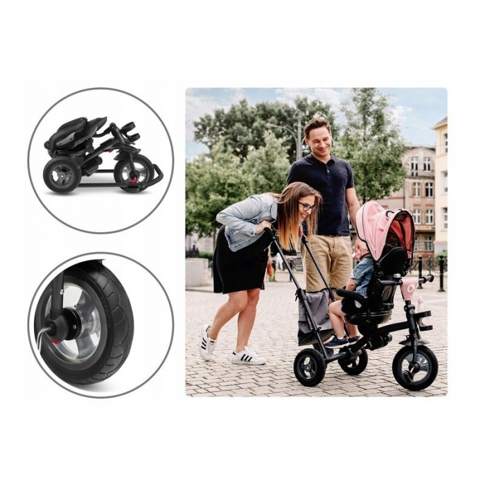 Lionelo - Tricicleta Tris, Mecanism de pedalare libera, Suport picioare, Control al directiei, Scaun reversibil, Rotire 360 grade, Pliabila, Conform cu standardul europeane de securitate EN71, Gri [30]