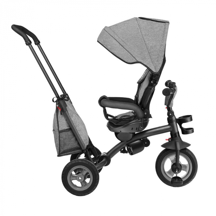 Lionelo - Tricicleta Tris, Mecanism de pedalare libera, Suport picioare, Control al directiei, Scaun reversibil, Rotire 360 grade, Pliabila, Conform cu standardul europeane de securitate EN71, Gri [11]