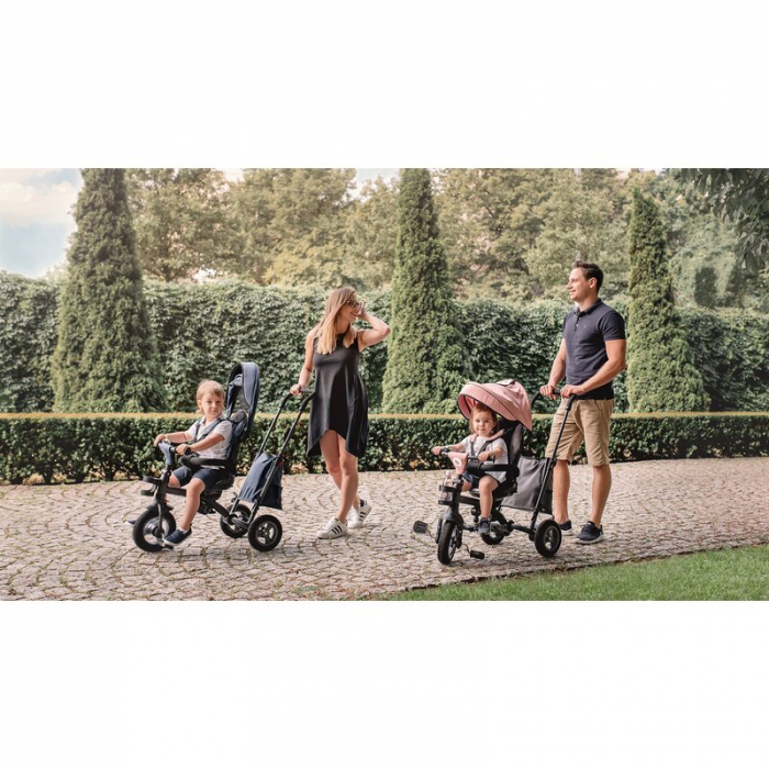 Lionelo - Tricicleta Tris, Mecanism de pedalare libera, Suport picioare, Control al directiei, Scaun reversibil, Rotire 360 grade, Pliabila, Conform cu standardul europeane de securitate EN71, Gri [33]