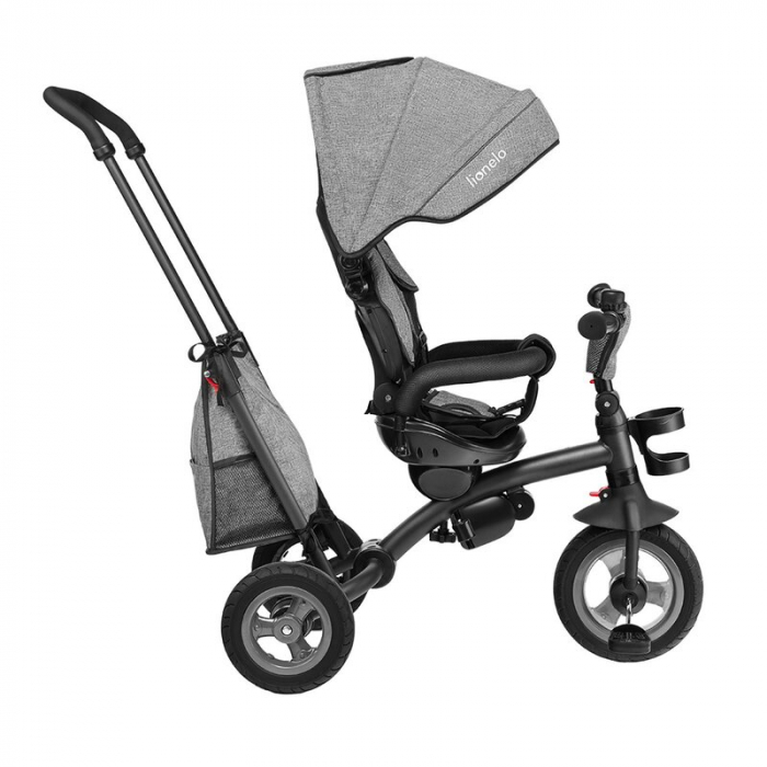 Lionelo - Tricicleta Tris, Mecanism de pedalare libera, Suport picioare, Control al directiei, Scaun reversibil, Rotire 360 grade, Pliabila, Conform cu standardul europeane de securitate EN71, Gri [8]