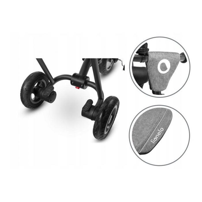 Lionelo - Tricicleta Tris, Mecanism de pedalare libera, Suport picioare, Control al directiei, Scaun reversibil, Rotire 360 grade, Pliabila, Conform cu standardul europeane de securitate EN71, Gri [24]