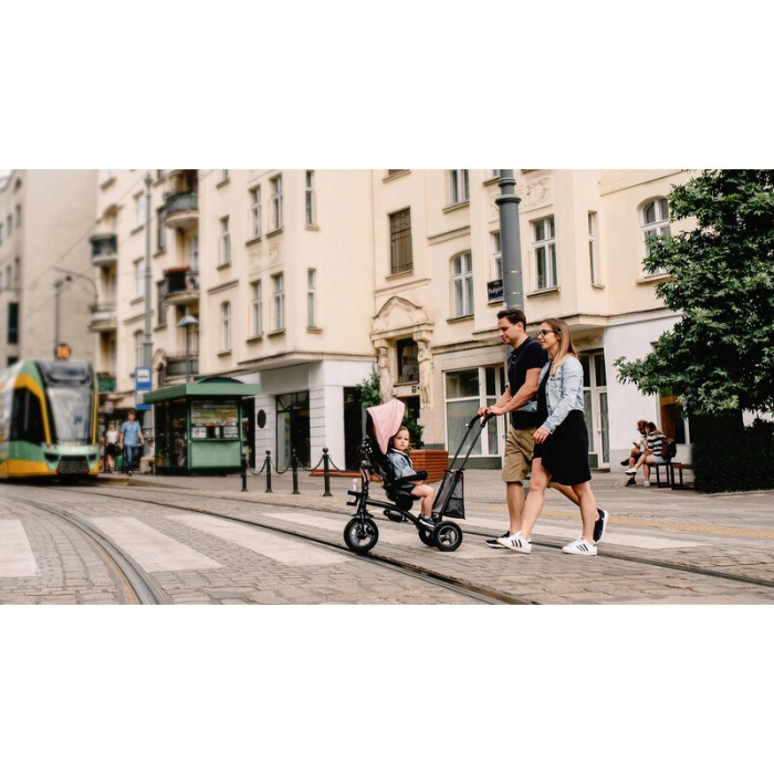 Lionelo - Tricicleta Tris, Mecanism de pedalare libera, Suport picioare, Control al directiei, Scaun reversibil, Rotire 360 grade, Pliabila, Conform cu standardul europeane de securitate EN71, Gri [32]