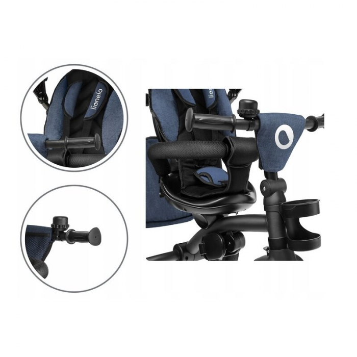 Lionelo - Tricicleta Tris, Mecanism de pedalare libera, Suport picioare, Control al directiei, Scaun reversibil, Rotire 360 grade, Pliabila, Conform cu standardul europeane de securitate EN71, Albastr [20]