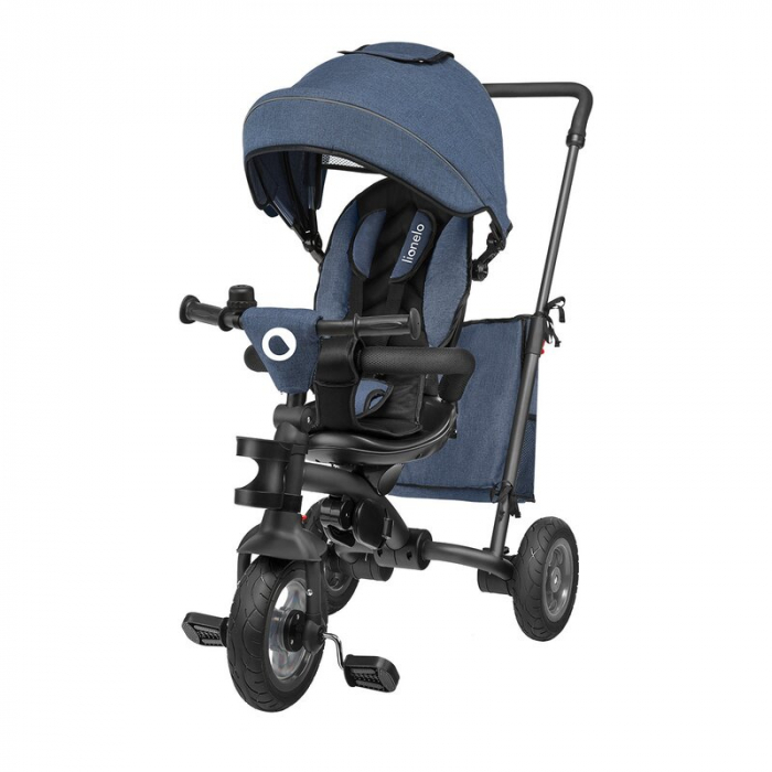 Lionelo - Tricicleta Tris, Mecanism de pedalare libera, Suport picioare, Control al directiei, Scaun reversibil, Rotire 360 grade, Pliabila, Conform cu standardul europeane de securitate EN71, Albastr [1]
