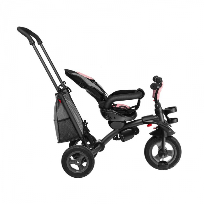 Lionelo - Tricicleta Tris, Mecanism de pedalare libera, Suport picioare, Control al directiei, Scaun reversibil, Rotire 360 grade, Pliabila, Conform cu standardul europeane de securitate EN71, Roz/Gri [16]