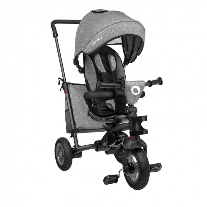 Lionelo - Tricicleta Tris, Mecanism de pedalare libera, Suport picioare, Control al directiei, Scaun reversibil, Rotire 360 grade, Pliabila, Conform cu standardul europeane de securitate EN71, Gri [6]