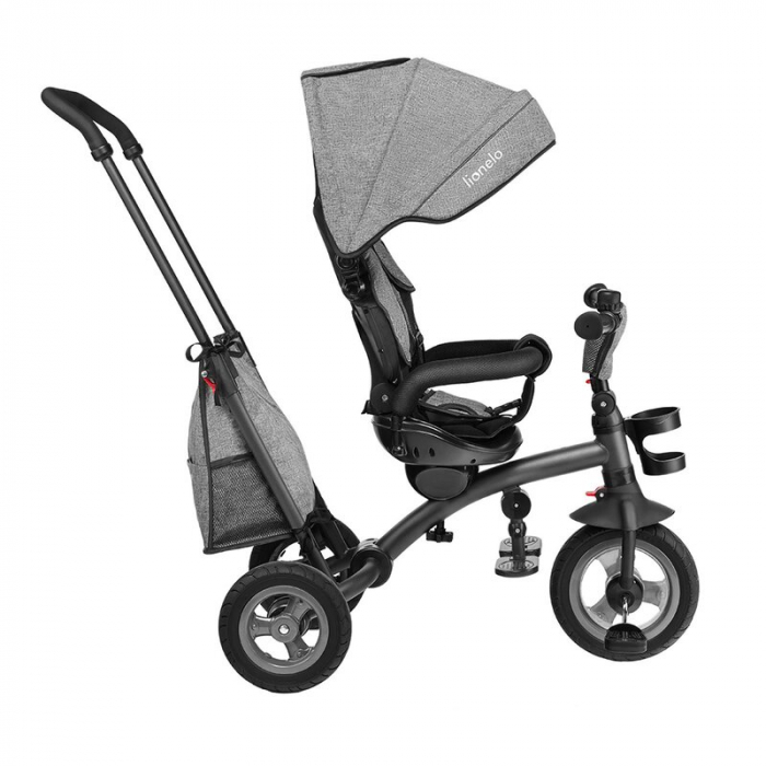 Lionelo - Tricicleta Tris, Mecanism de pedalare libera, Suport picioare, Control al directiei, Scaun reversibil, Rotire 360 grade, Pliabila, Conform cu standardul europeane de securitate EN71, Gri [9]