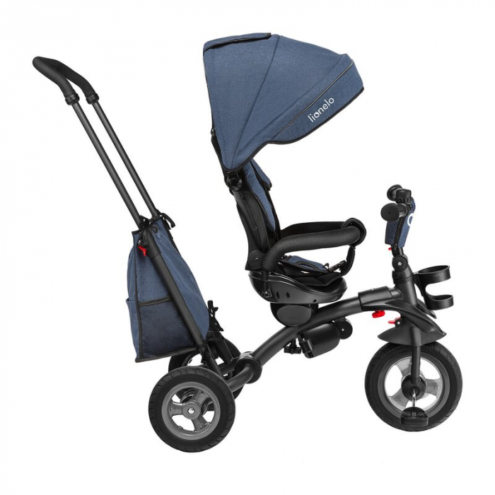 Lionelo - Tricicleta Tris, Mecanism de pedalare libera, Suport picioare, Control al directiei, Scaun reversibil, Rotire 360 grade, Pliabila, Conform cu standardul europeane de securitate EN71, Albastr [10]