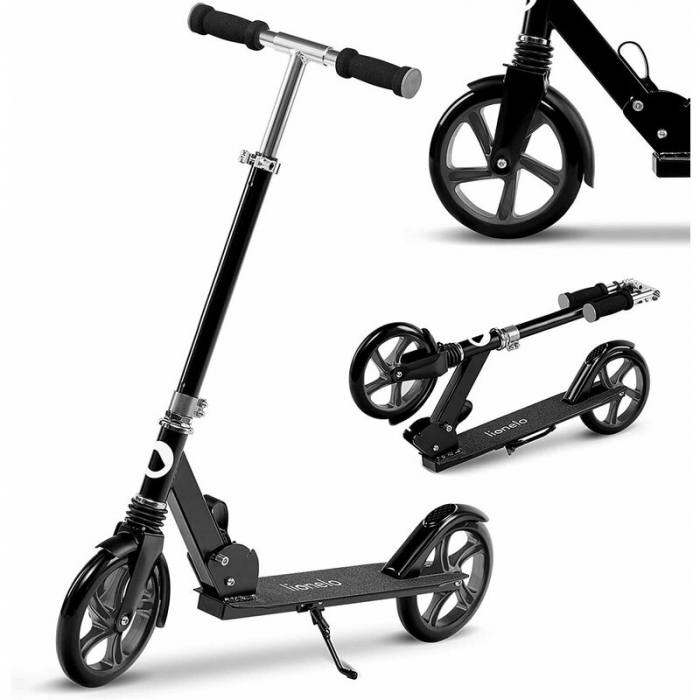Lionelo - Trotineta Luca, Copii/Adulti, Pliabila, Pana la 100 Kg, Conform cu standardul european de securitate EN14619, Negru [2]