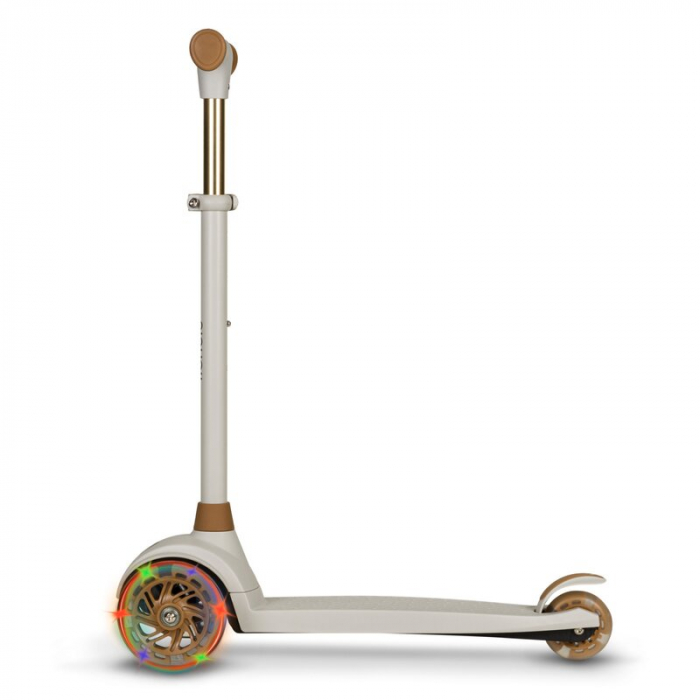 Lionelo - Trotineta pentru copii, Jessy, Pliabila, Pana la 50 Kg, Cu design ergonomic, Cu lumini LED, 56 x 26 x 67-82 cm, 3 ani+, Maro [3]