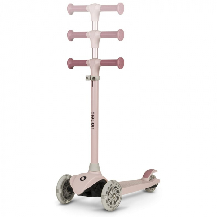 Lionelo - Trotineta pentru copii, Jessy, Pliabila, Pana la 50 Kg, Cu design ergonomic, Cu lumini LED, 56 x 26 x 67-82 cm, 3 ani+, Roz [6]