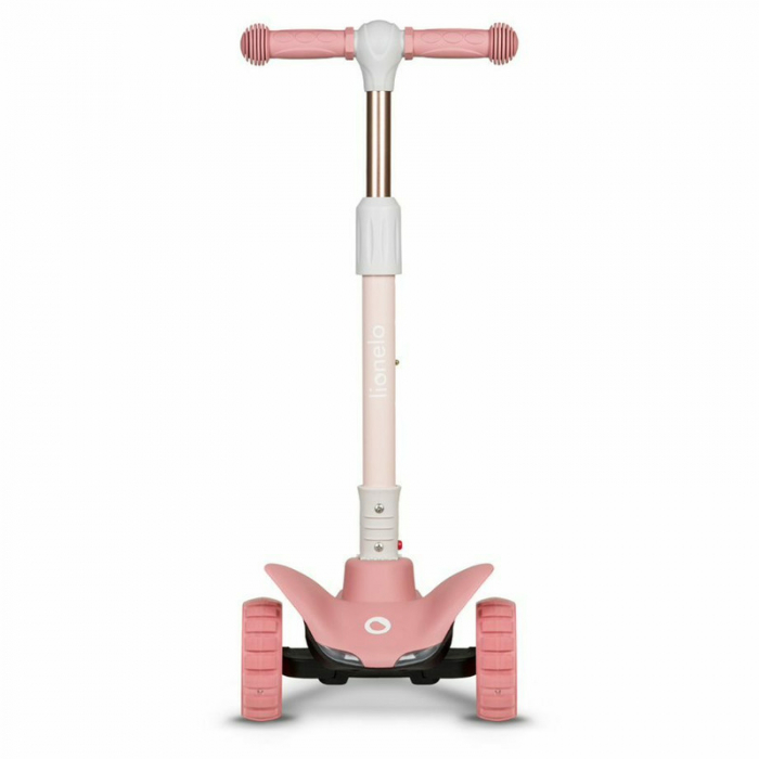 Lionelo - Trotineta Timy, Copii, Pliabila, Pana la 50 Kg, Cu design ergonomic, Cu lumini LED, 26,5 x 60 x 64-76 cm, 3 ani+, Roz [2]