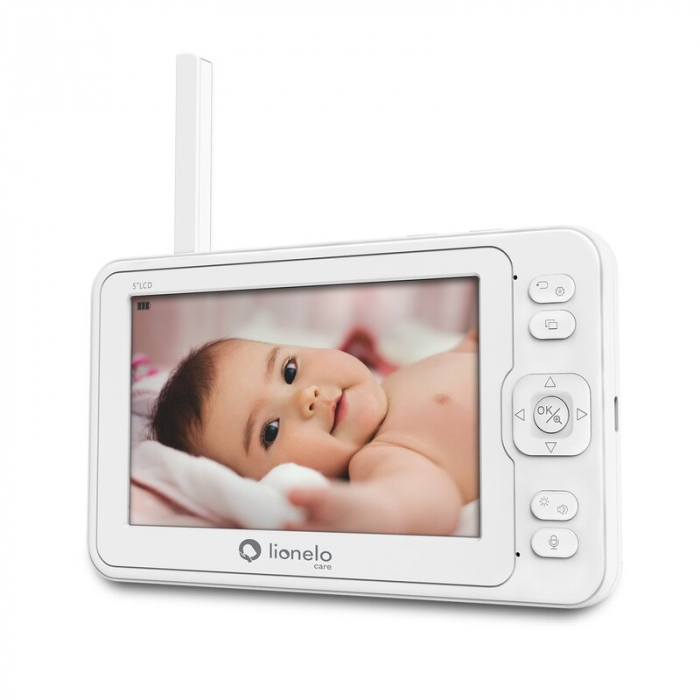 Lionelo - Videofon Babyline 8.3, Cu termometru, Cu melodii, Comunicare in 2 sensuri, Rotire 360 grade, Alb [19]