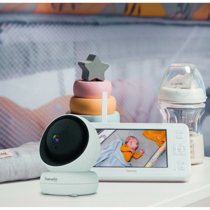 Lionelo - Videofon Babyline 8.3, Cu termometru, Cu melodii, Comunicare in 2 sensuri, Rotire 360 grade, Alb [31]