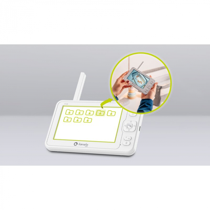 Lionelo - Videofon Babyline 8.3, Cu termometru, Cu melodii, Comunicare in 2 sensuri, Rotire 360 grade, Alb [29]