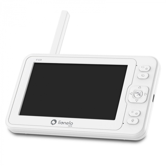 Lionelo - Videofon Babyline 8.3, Cu termometru, Cu melodii, Comunicare in 2 sensuri, Rotire 360 grade, Alb [20]