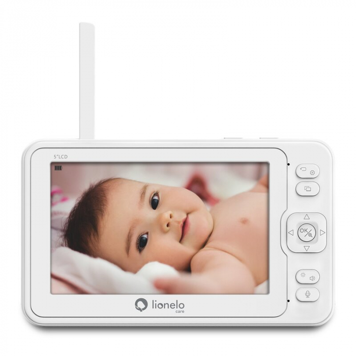 Lionelo - Videofon Babyline 8.3, Cu termometru, Cu melodii, Comunicare in 2 sensuri, Rotire 360 grade, Alb [14]