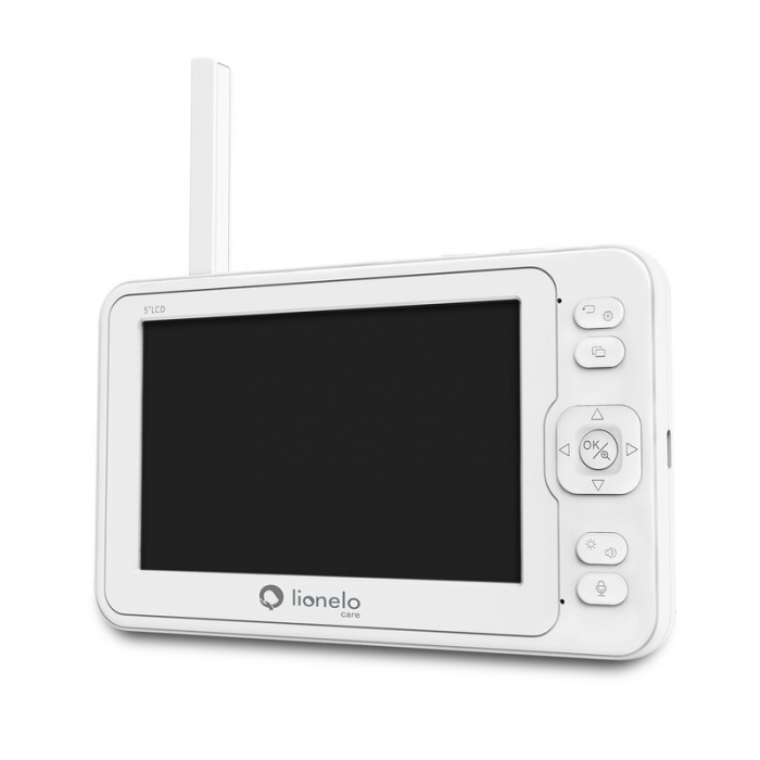 Lionelo - Videofon Babyline 8.3, Cu termometru, Cu melodii, Comunicare in 2 sensuri, Rotire 360 grade, Alb [17]