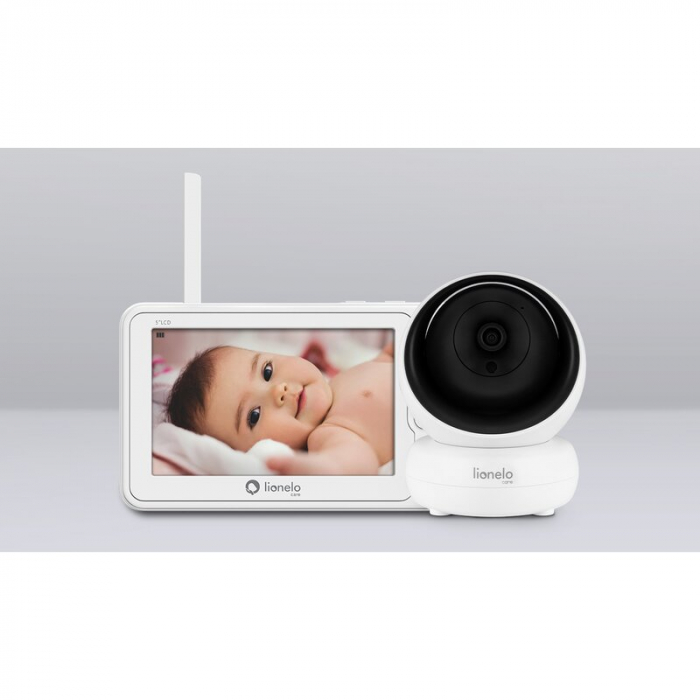 Lionelo - Videofon Babyline 8.3, Cu termometru, Cu melodii, Comunicare in 2 sensuri, Rotire 360 grade, Alb [25]