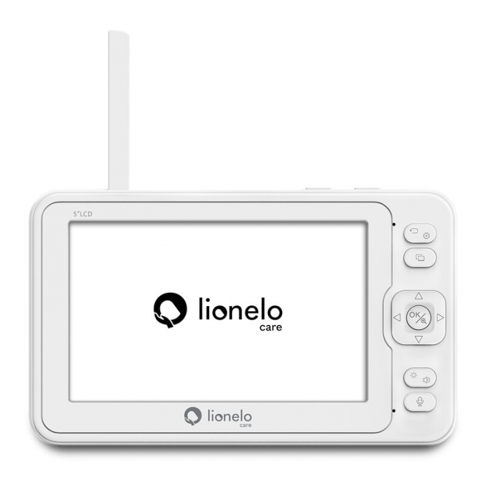 Lionelo - Videofon Babyline 8.3, Cu termometru, Cu melodii, Comunicare in 2 sensuri, Rotire 360 grade, Alb [16]