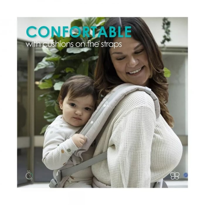 Marsupiu bebe, BBluv, PopNgo, Cu 5 pozitii diferite de purtare, Usor de utilizat, Include suport pentru cap, perna de inaltare si curele confirtabile, 0-18 luni+, Beige [12]