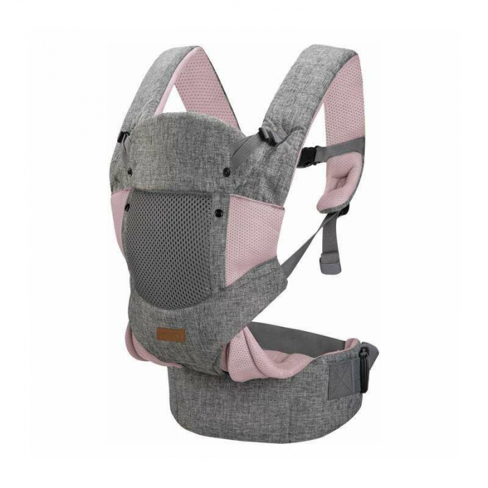 Marsupiu bebe, FreeON, Carry Me, 3 in 1, De la 4 luni pana la 15 kg, Tesatura din plasa 3D, Confortabil si sigur pentru bebe, Grey/Pink [1]