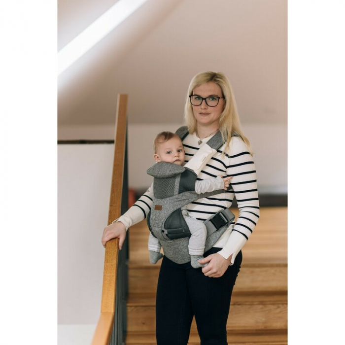 Marsupiu bebe, FreeON, Carry Me, 3 in 1, De la 4 luni pana la 15 kg, Tesatura din plasa 3D, Confortabil si sigur pentru bebe, Gri [4]