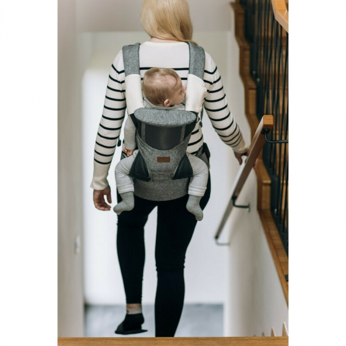 Marsupiu bebe, FreeON, Carry Me, 3 in 1, De la 4 luni pana la 15 kg, Tesatura din plasa 3D, Confortabil si sigur pentru bebe, Gri [8]