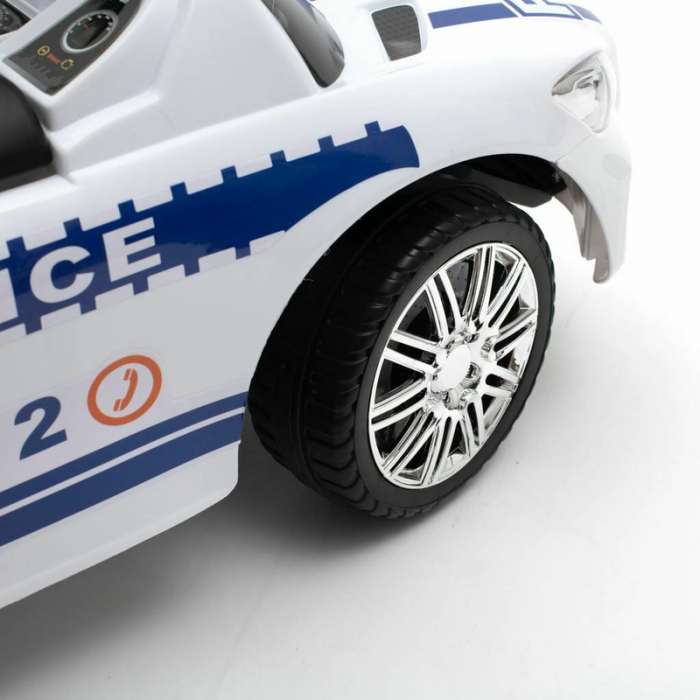 Masinuta de impins Police, Cu maner de impins detasabil, Cu protectii laterale, Cu melodii si claxon, Cu suport jucarii sub sezut, Baby Mix [12]
