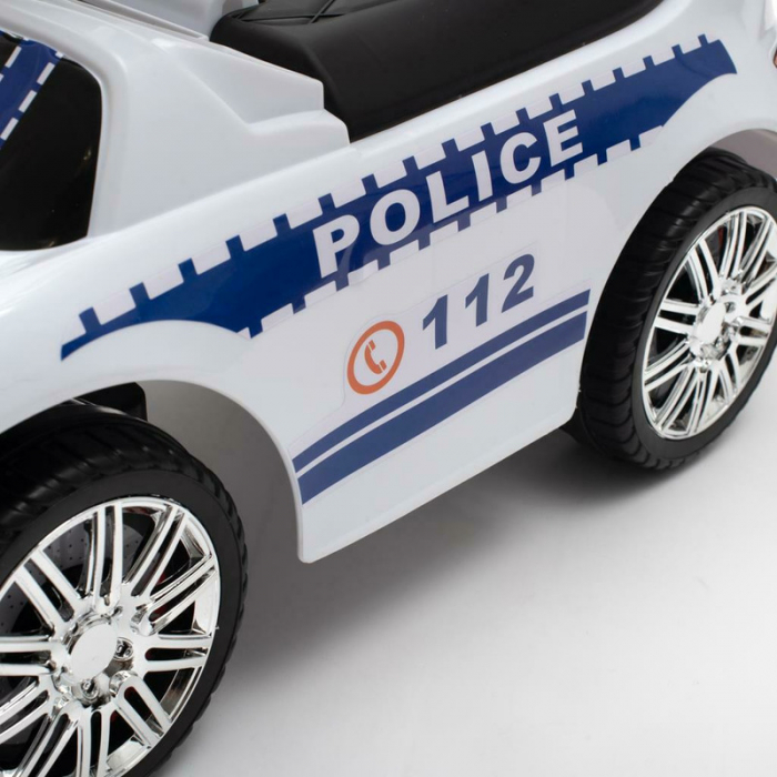 Masinuta de impins Police, Cu maner de impins detasabil, Cu protectii laterale, Cu melodii si claxon, Cu suport jucarii sub sezut, Baby Mix [10]