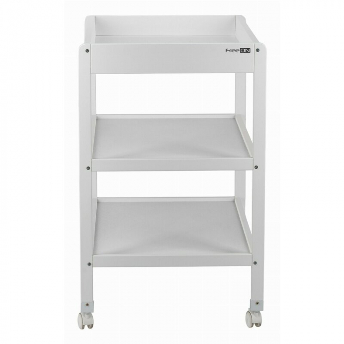 Masuta de infasat, FreeON, Mila, Din lemn, Cu 4 roti pentru transport facil, Cu 3 suprafete de depozitare, 76x54x86 cm, White [3]